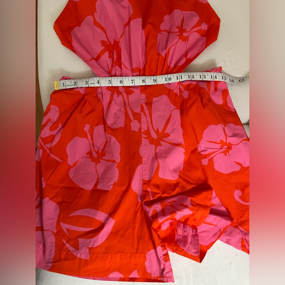 NWOT Staud Printed Halter Neck Georgia Rent The Runway Romper Pink Red Size 10 - Picture 13 of 16